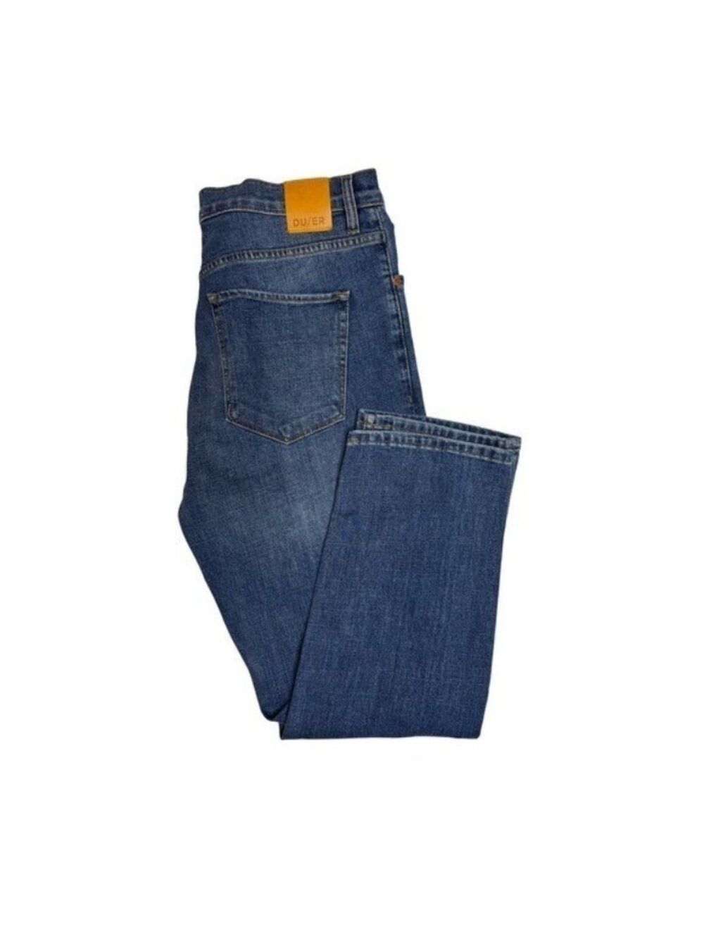 DU/ER Mens Straight Leg Jeans Blue Medium Wash Button Fly Denim 33X27